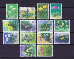 Japan 1984-1986: Mountain Flowers 14 Diff. Used, 14 Versch. Gestempelt - Gebraucht