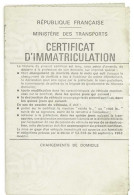 Carte Grise Barrée ( Certificat D'immatriculation ) Peugeot 504 - Non Classés