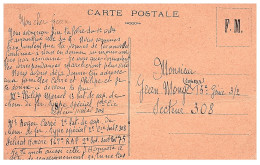 CP Militaire  Franchise Militaire  Envoyée Au S P 308 - Lettres & Documents