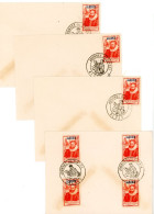 ALGERIE 4X ENV 1946 JOURNEE DU TIMBRE ALGER (6 TIMBRES JT) SCANS INDIVIDUELS (OREOLE GOMME VISIBLE SCANS) - Storia Postale