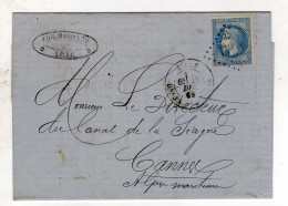 Document Avec Timbre 20c Bleu Oblitération 18/12/1869 - 1849-1876: Classic Period