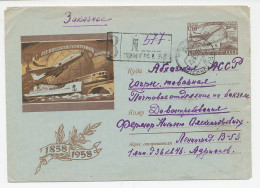 Registered Postal Stationery Soviet Union 1958 Train - Ship - Airplane - Sonstige & Ohne Zuordnung