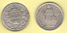 Svizzera 1/2 Franco 1929 Suisse Demi Franc Helvetia Switzerland Schweiz - Andere & Zonder Classificatie