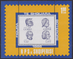 Albania, 1986, Maxim Gorky, André-Marie Ampère, Franz Listz, James Watt, Souvenir Sheet - Albanie