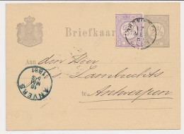 Briefkaart G. 22 / Bijfrankering Groningen - Belgie 1881 - Entiers Postaux