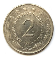 Yougoslavie - 2 Dinar 1980 - Joegoslavië