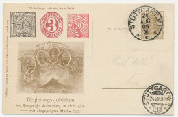 Postal Stationery Germany 1906 Government Jubilee Wurttemberg - Stamps - Royalties, Royals