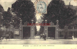 CPA PARIS - LA GRILLE DU PARC MONCEAU - ATTELAGE - Parcs, Jardins