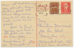 Briefkaart G. 306 / Bijfrankering Amsterdam - Duitsland 1955 - Material Postal