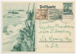 Postal Stationery Germany 1937 Fishing Boat - Fishes