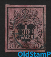 HANNOVER 1851 Mi.# 3 B 1/30Th / 1Sgr Gestempled / Allemagne Alemania Altdeutschland Old Germany States - Hannover