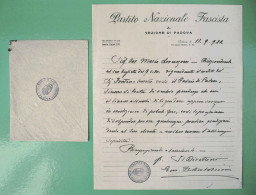 D-IT PNF Padova 1922  - Lettera Più Busta Con Timbro PNF - Documentos Históricos