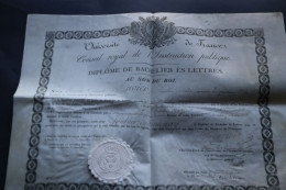 1820  Diplome De Bachelier Gouhier De Fontenay    Noblesse Signature Baron Georges CUVIER - Historische Dokumente