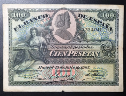 VINTAGE BILLET ESPAGNE SPAIN BANKNOTE 100 PESETAS 1907 VF/ BILLETE ESPAÑA *COMPRAS MULTIPLES CONSULTAR* - 1000 Pesetas