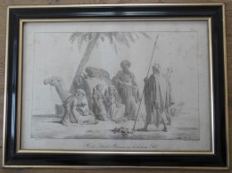 Lithographie Halte D'Arabes Bédouins Sur Les Bords Du Nil (Fragonard Ft) - Lithografieën