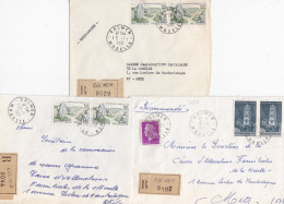 36950# LOT 3 LETTRES FRANCHISE PARTIELLE RECOMMANDE Obl COLMEN MOSELLE 1968 Pour METZ 57 - Covers & Documents