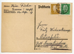 Germany 1929 Postcard; Gleven (Westf.) To Ostenfelde; 5pf. Hindenburg & 3pf. Ebert - Covers & Documents