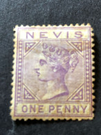 NEVIS  SG 5 (1d) Lilac Mauve (1880) MH*  CV £80 - St.Christopher-Nevis & Anguilla (...-1980)