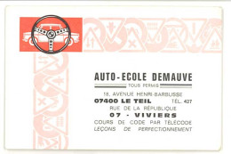 Carte Commerciale Auto-Ecole Demauve, Le Teil / Viviers , Ardèche ( Automobile, Volant ) - Werbung