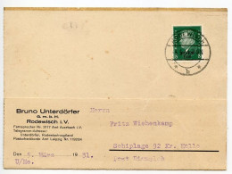 Germany 1931 Postcard; Rodewisch - Bruno Unterdörfer G.m.b.H. To Schiplage; 8pf. President Ebert W/ Overprint - Storia Postale