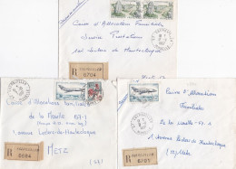 36961# LOT 3 LETTRES FRANCHISE PARTIELLE RECOMMANDE Obl EBERSVILLER MOSELLE 1967 Pour METZ 57 - Lettres & Documents