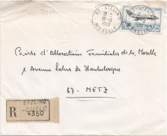 36964# LETTRE FRANCHISE PARTIELLE RECOMMANDE Obl 57 ETZLING MOSELLE 1968 Pour METZ 57 - Covers & Documents