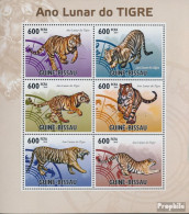 Guinea-Bissau 4856-4861 Kleinbogen (kompl. Ausgabe) Postfrisch 2010 Chinesisches Jahr Des Tigers - Guinea-Bissau