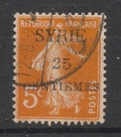 SYRIE - 1924 - N°YT. 106 - Type Semeuse 25c Sur 5c Orange - Oblitéré / Used - Usati