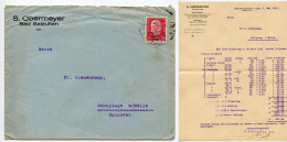 Germany 1930 Cover W/ Invoice; Bad Salzuflen - S. Obermeyer; 15pf. Hindenburg W/ Overprint - Lettres & Documents