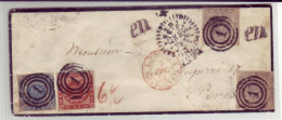 Denmark - 1855 3 Color Cover To France With 2sk-4sk-16sk Franking Scarce - Briefe U. Dokumente