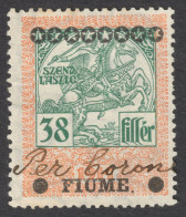 1918 FIUME Rijeka Hungary Occupation 1914 Overprint KuK Croatia Yugoslavia Italy REVENUE TAX ST. LADISLAUS 38 F - "E" - Fiume