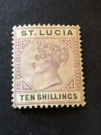 SAINT LUCIA  SG 52 10s Dull Mauve And Black  MH*  CV £95 - St.Lucia (...-1978)