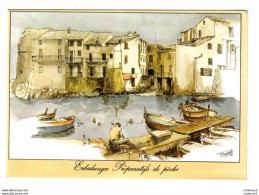 Corse Du Sud ERBALUNGA Préparatifs De Pêche Dessin Par Illustrateur M. Perreard Eze En 1976 VOIR DOS - Other & Unclassified