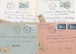 36968# LOT 4 LETTRES FRANCHISE PARTIELLE RECOMMANDE Obl FARSCHVILLER MOSELLE 1967 1968 Pour METZ 57 - Brieven En Documenten