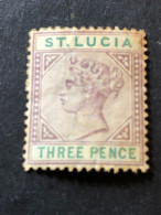 SAINT LUCIA  SG 47  3d Dull Mauve  MH*  Adhesions - St.Lucia (...-1978)