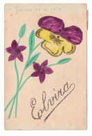 ELVIRA // TARJETA POSTAL PERSONALIZADA // MOTIVO FLORAL // 1914 - Prénoms