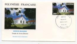 Enveloppe Timbres Premier Jour D'émission 17 Dec 86.temple De Avera ( Rurutu ) Edifice Religieux,Polynésie Française - Sonstige & Ohne Zuordnung