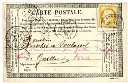 CACHET A DATE SUR TIMBRE FIN DU GC AVEYRON CPP 1876 RODEZ TYPE 17 SUR CERES 15C - 1871-1875 Ceres