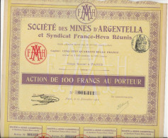 SOCIETE DES MINES D'ARGENTELLA  ET SYNDIC FRANCO-HOVA - MINES DE PLOMB ARGENTIFERE -HAUTE  CORSE 1911--LOT DE 18 ACTIONS - Bergbau