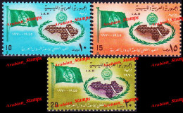 LIBYA LIBYAN ARAB JAMAHIRIYA LIBYE LIBIE 1970 25TH ANNIVERSARY ARAB LEAGUE JOINT ISSUE MAP FLAG Arabische Liga MI 296/98 - Joint Issues