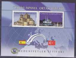 AC - TURKEY STAMP  -  THE ALLIANCE OF CIVILIZATION TURKEY - SPAIN SOUVENIR SHEET MNH  18 OCTOBER 2010 - Unused Stamps