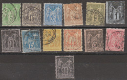 France N° 75 à 103 Ensemble De 13 Valeurs Oblitérées Voir Détail - 1876-1898 Sage (Tipo II)