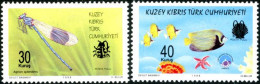 CHYPRE TURC 2014 - Animaux Surchargés: Libelule/poisson - 2 V. - Unused Stamps