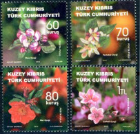 CHYPRE TURC 2014 - Fleurs D'arbres Fruitiers - 4 V. - Unused Stamps