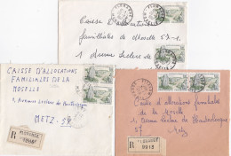 36971# LOT 6 LETTRES FRANCHISE PARTIELLE RECOMMANDE Obl FLORANGE MOSELLE 1967 1968 Pour METZ 57 - Covers & Documents