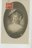 FEMMES - FRAU - LADY - MODE - CHAPEAUX - Jolie Carte Fantaisie Portrait Femme Avec Chapeau - Women