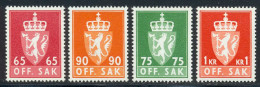 Norvege Service 1974 Yvert 82B - 86B - 90 - 92 ** TB Bord De Feuille - Dienstzegels