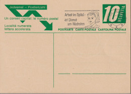 1965, Jedesmal-Postleitzahl Zum:195 10 Cts  ⵙ 8750 Glarus, Flagge: Arbeit Im Spital Ist Dienst Am Nächsten - Entiers Postaux