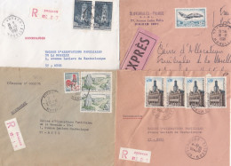 36974# LOT 4 LETTRES FRANCHISE PARTIELLE RECOMMANDE Obl FORBACH MOSELLE 1967 1968 Pour METZ 57 - Covers & Documents