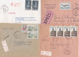 36974# LOT 4 LETTRES FRANCHISE PARTIELLE RECOMMANDE Obl FORBACH MOSELLE 1967 1968 Pour METZ 57 - Briefe U. Dokumente